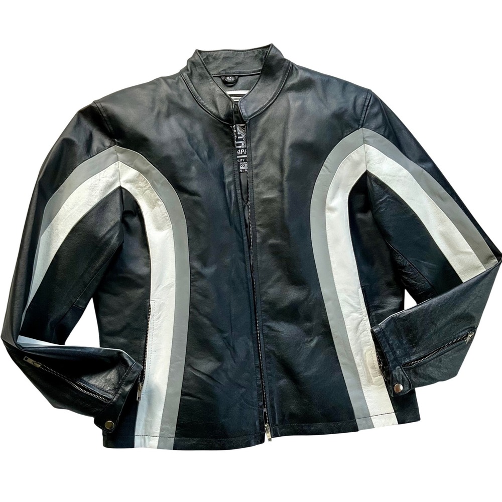 Dream Apparel USA Women's Leather Moto‎ Jacket XXL Reflective Stripes CCW Pocket